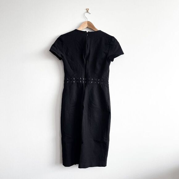 Banana Republic Women's Whipstitch Dress Lace Stitch Short Sleeve Black Size 4 - Picture 2 of 7